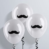Ballonnen Snor helium wit (15 stuks)