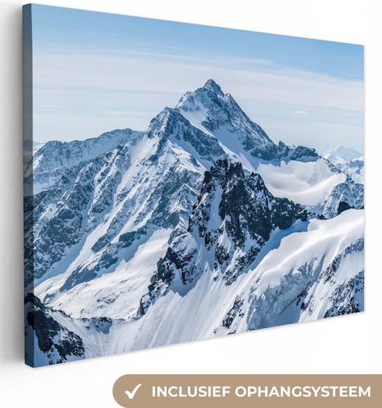 Peinture sur toile Montagnes - Neige - Hiver - Nature - Paysage - 40x30 cm - Décoration murale