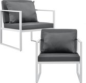 Chaise de jardin Julie - Fauteuil de jardin - Set de 2 - Wit - 70x60x60cm - Métal - Design Moderne