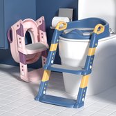 WC Verkleiner met Opstapje - Inclusief Handgrepen - Opvouwbaar - Toilethulpmiddel - WC Verkleiner met Trapje - 2 t/m 7 jaar - Blauw-Geel