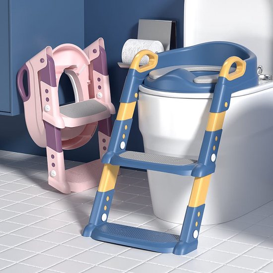 Réducteur de WC avec marche - Poignées incluses - Pliable - Aide à la  toilette - 2 à 7