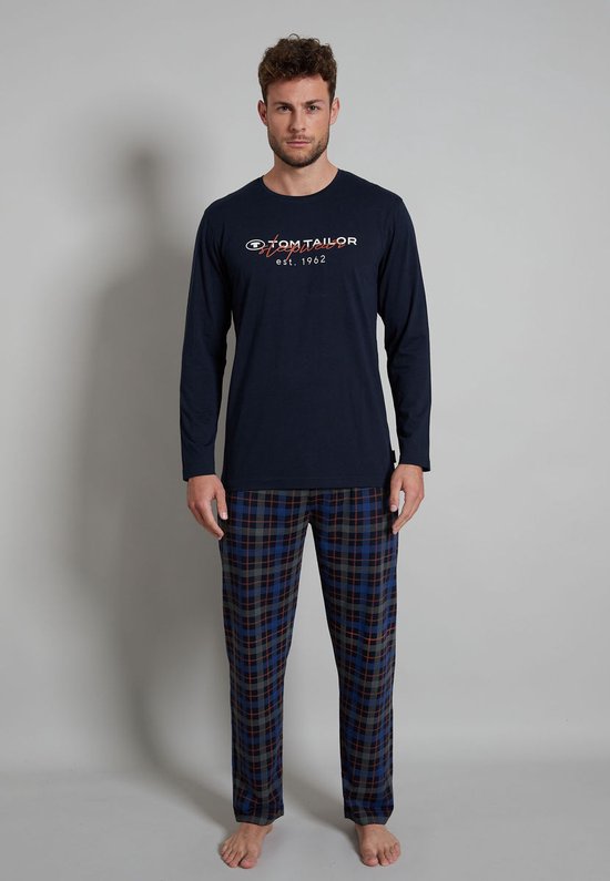 Tom Tailor Pyjama lange broek - 634 Blue - maat L (L) - Heren Volwassenen - 100% katoen- 71345-4009-634-L