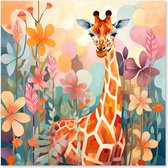 Graphic Message - Schilderij op Canvas - Giraffe - Kinderkamer Kunst