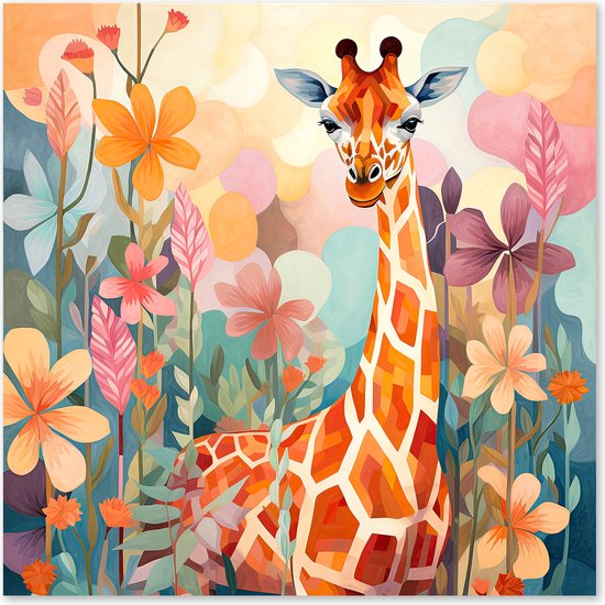 Graphic Message - Peinture sur toile - Girafe - Art de la pépinière