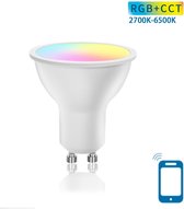 Spot GU10 WiFi/ Bluetooth RVB+CCT 2700K-6500K | PAR16 blanc chaud - blanc lumière du jour - RGB - Lampe halogène LED 5W=37W - 230V