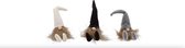 Set van 3 Gnomes Corduroy Zwart/Wit/Grijs 5 x 18 centimeter | Kerst