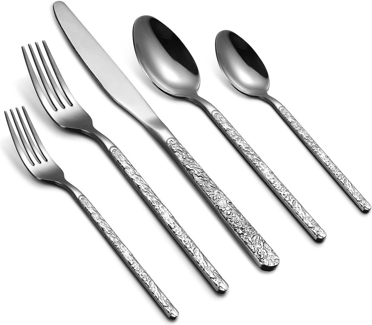ZTHOME Servies Silverware Set Van 20, Roestvrij Staal Goud Bestek Inclusief Mesvorklepel Herbruikbaar Vaatwasmachinebestendig Diner Service