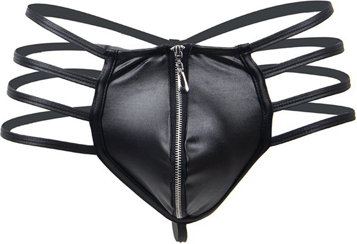 String-Heren-Latex-Sexy-Erotisch-Rits-Mannen-Opwindend-Lingerie-Zwart