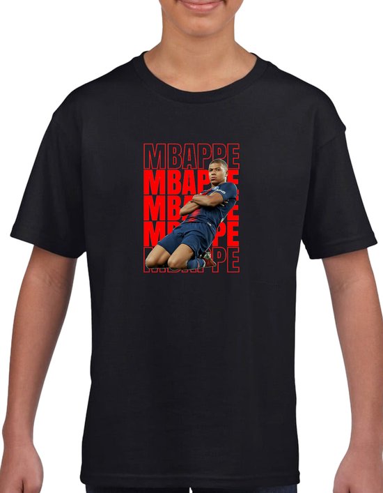 Kylian Mbappe - Kinder shirt met tekst- Kinder T-Shirt - Zwart - Maat 98/104- T-Shirt leeftijd 3 tot 4 jaar - Grappige teksten - Cadeau - Shirt cadeau - Voetbal tekst- verjaardag -