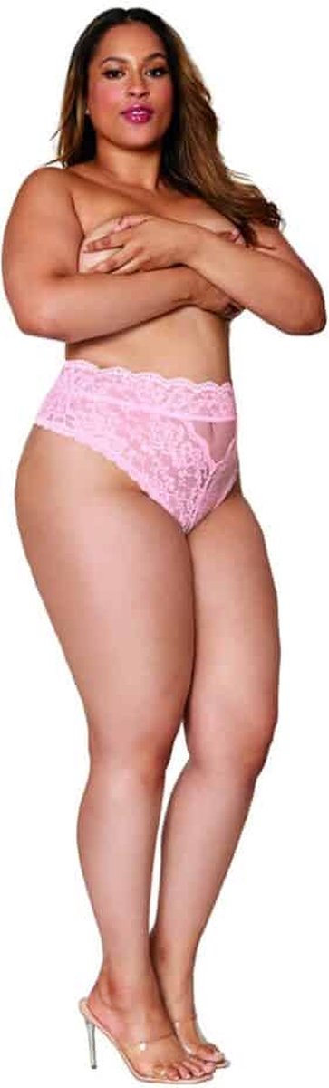Dreamgirl (All) High Waisted Lace Panty pink 2X