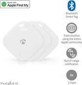 Nedis Keyfinder - Convient pour : Apple Find My App - Alimenté par batterie - 3x CR2032 - Incl. batterie(s) - Version Bluetooth® : 5.1 - Autonomie de la batterie jusqu'à : 1 an - Wit - 3 pièces