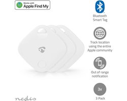 Nedis Keyfinder – Airtag - Apple Find My – Bluetooth Tracker – 3 Stuks