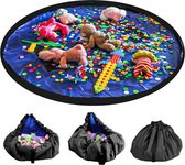 Opruimzak voor kinderen, speelgoed opslag speelmat met draaggreep, speeldeken, opbergtas, kinderspeelgoed, opbergzak (150 cm, donkerblauw)