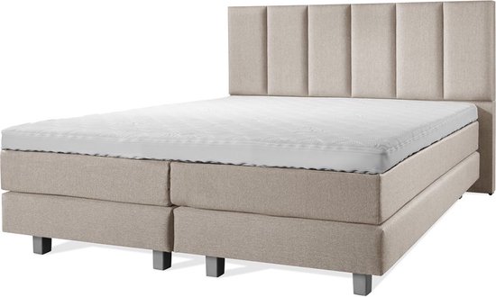 Boxspring Luxe 200x200 Vertical Taupe Lederlook