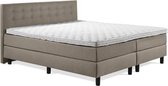 Boxspring Luxe 120x220 Knopen Taupe Lederlook