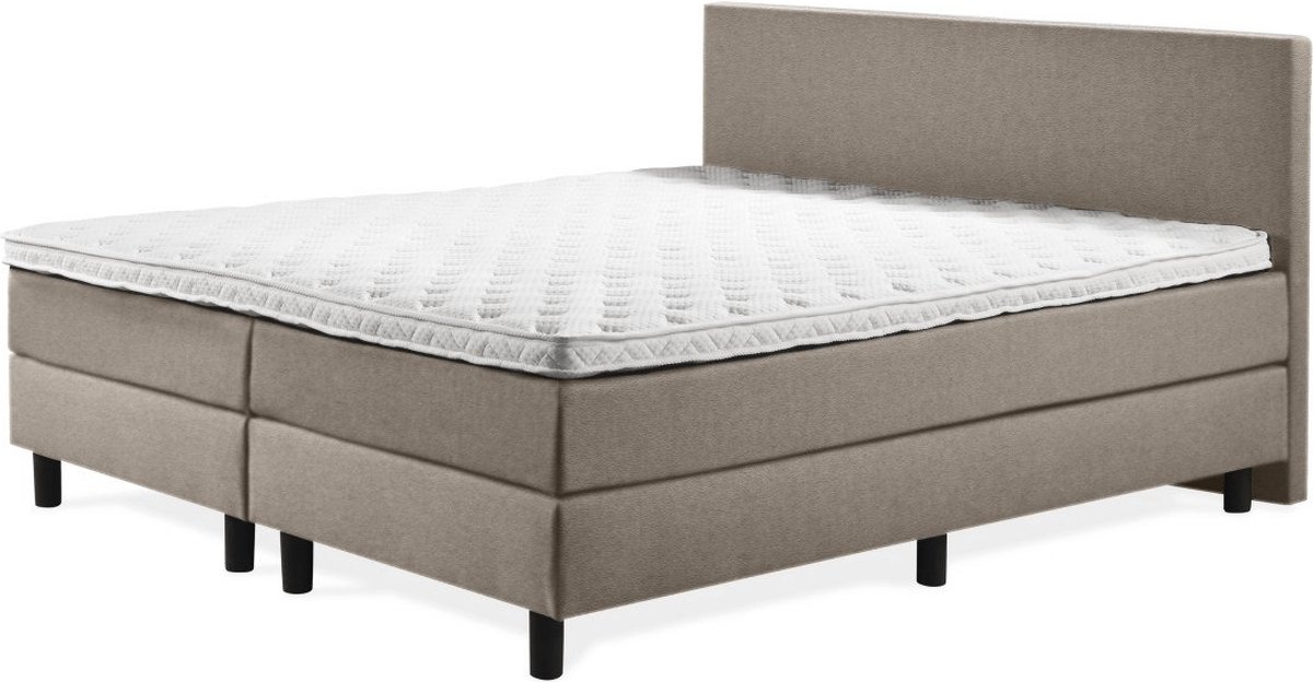 Boxspring Luxe 140x200 Glad Taupe Lederlook