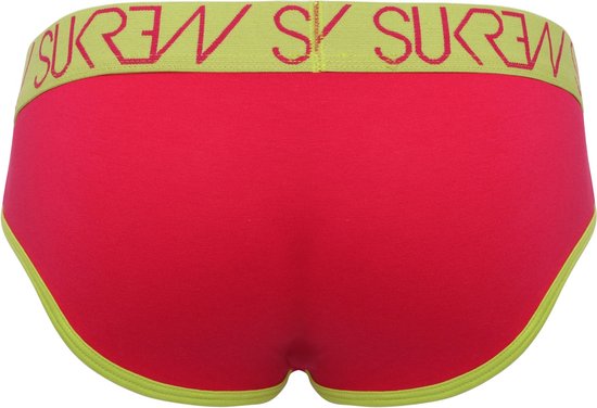 Sukrew Classic U-Style V-Brief Burgundy/Cream - Maat XS - Sexy Heren Ondergoed
