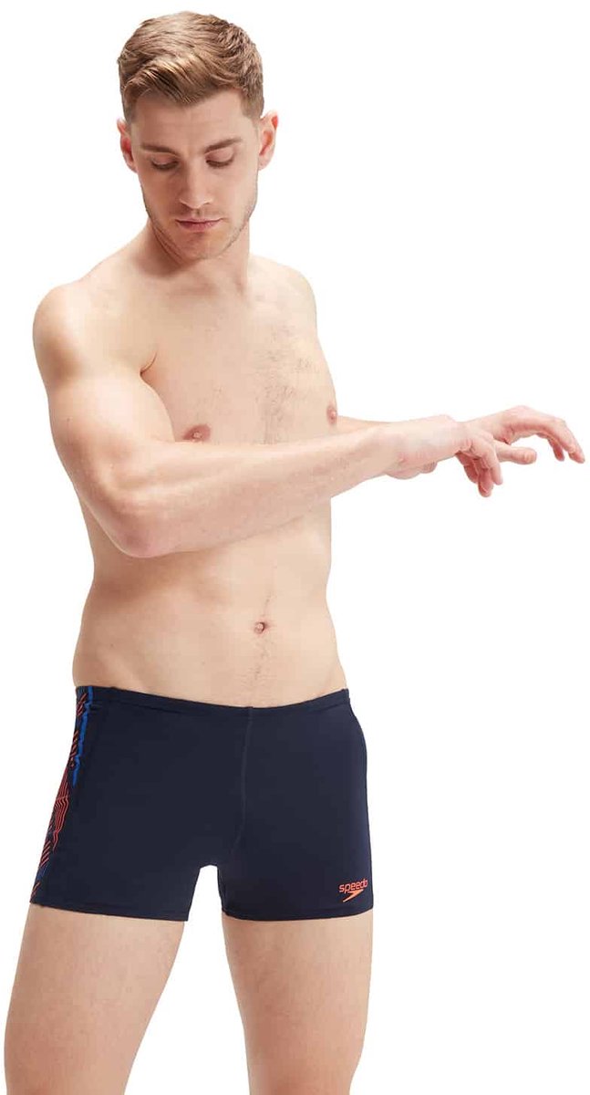 Speedo Mens Tech Panel Aquashort True Navy/Volcanic Orange/True Cobalt — afbeelding 4