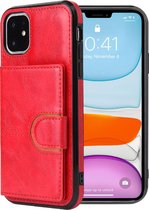 Hoesje geschikt voor iPhone 12 Pro - Backcover - Pasjeshouder - Portemonnee - Kunstleer - Rood