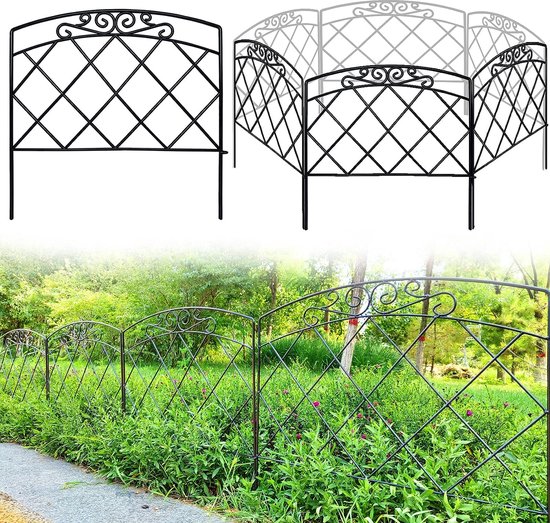 Clôture de jardin décorative en métal 24"W x 24"H (5 panneaux, longueur  totale : 3m)... | bol