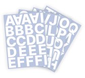 Letter stickers / Plakletters - Stickervellen Set - Wit - 5cm hoog - Geschikt voor binnen en buiten - Standaard lettertype - Glans