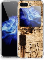 Telefoon Hoesje Geschikt voor Samsung Galaxy Z Flip 5 Siliconen Hoesje met Naam Bladmuziek