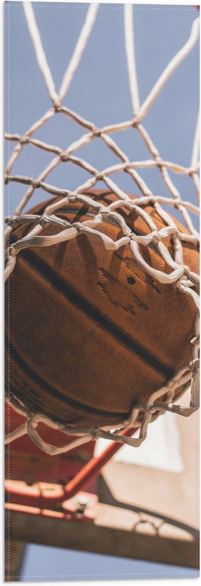 Vlag - Basketbal in Basket - 20x60 cm Foto op Polyester Vlag
