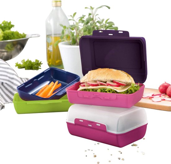 Emsa Variabolo Lot 4 Boîtes Lunch Garçons - Récipients Empilables 16x11x4 Cm, Ouverture Double Face, Sans BPA