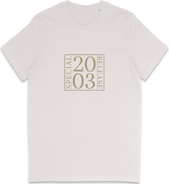 T Shirt Heren Dames - Geboortejaar 2003 - Tekst: Speciale Uitgave - Vintage Wit - Maat L
