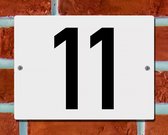 Huisnummerbord Wit - Nummer 11 - 15 x 12 cm - incl. bevestiging | - naambord - nummerbord - voordeur