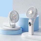 Techvavo® Draagbare Ventilator met Oplaadbare Batterij - Tafelventilator - Handventilator - Verkoeling met 5 Windsnelheden - Wit