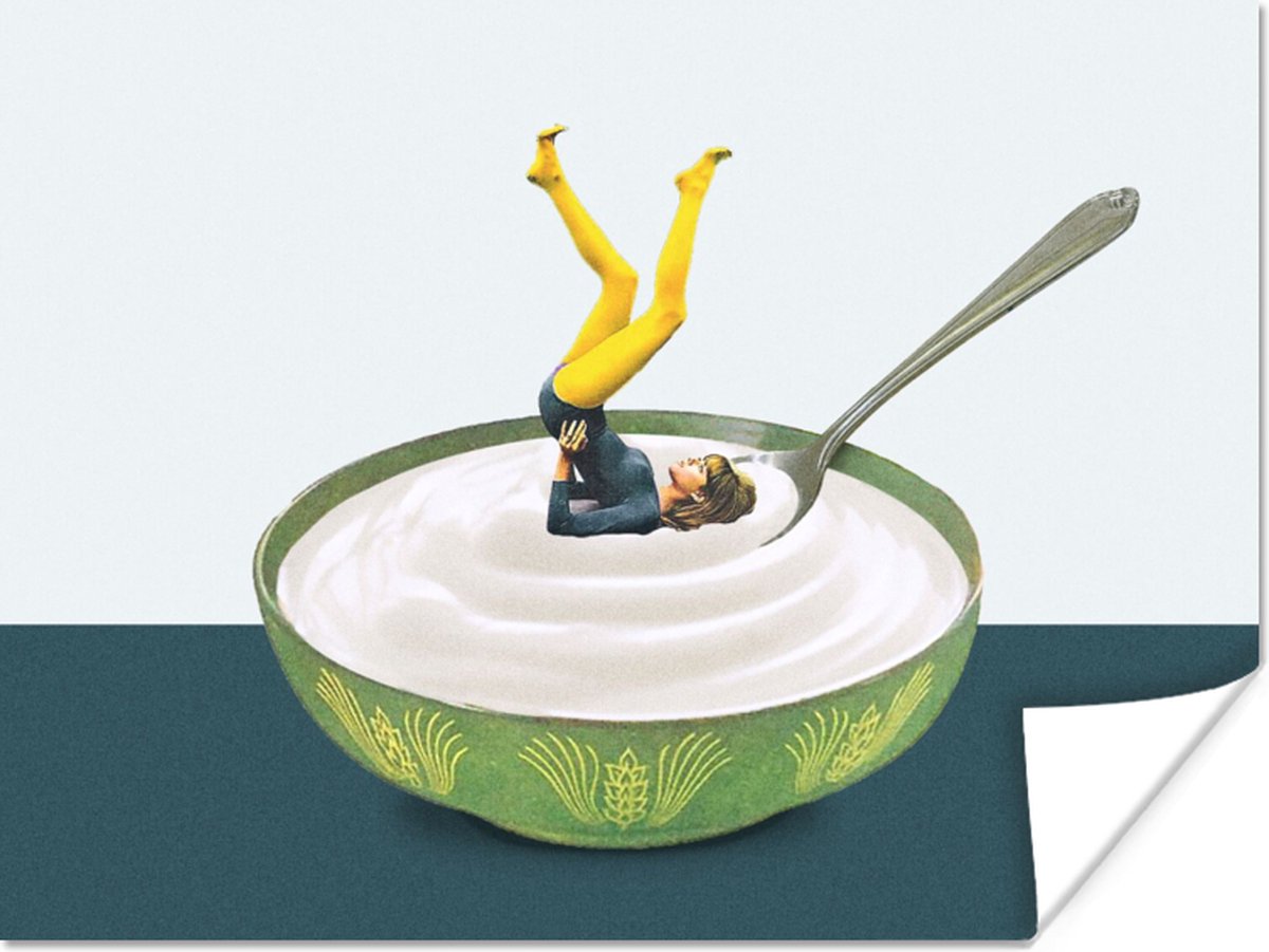 Poster Yoghurt - Yoga - Retro - 40x30 cm