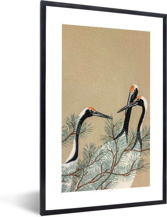 Fotolijst incl. Poster - Japandi - Kraanvogel - Bladeren - Tak - Posterlijst