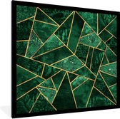 Fotolijst incl. Poster - Smaragd - Goud - Abstract - Patronen - 40x40 cm - Posterlijst