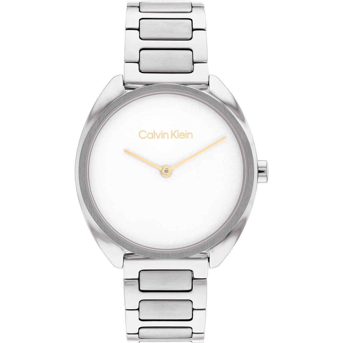 Calvin Klein CK25200275 CK ADORN Dames Horloge - Mineraalglas - Staal - Zilver - 34 mm breed - Quartz - Vouw-Vlindersluiting - 3 ATM (spatwater)