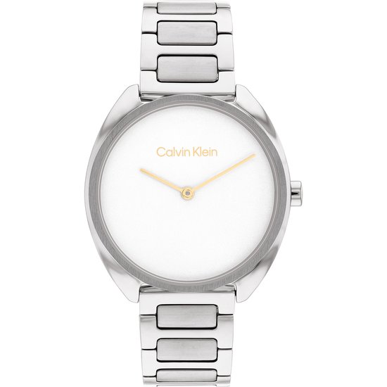 Calvin Klein CK25200275 CK ADORN Dames Horloge - Mineraalglas - Staal - Zilverkleurig - 34 mm breed - Quartz - Vouw/Vlindersluiting - 3 ATM (spatwater)