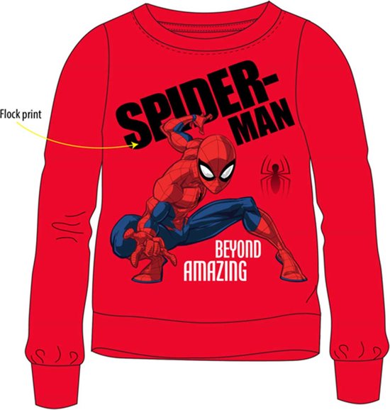 Spiderman - Marvel - Sweater - Sweatshirt - rood met Stylus Pen. Maat 122/128 cm - 7/8 jaar.