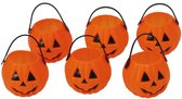 Halloween mini pompoen emmertjes 5 cm - 12x stuks - Traktatie/decoratie emmertjes