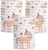 Folat Trek lanterne licornes & arcs-en-ciel - 3x - H16 cm - multicolore - papier