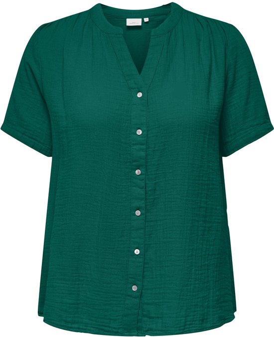 ONLY CARMAKOMA CARTHYRA LIFE S/S BUTTON TOP WVN Dames Top - Maat 54