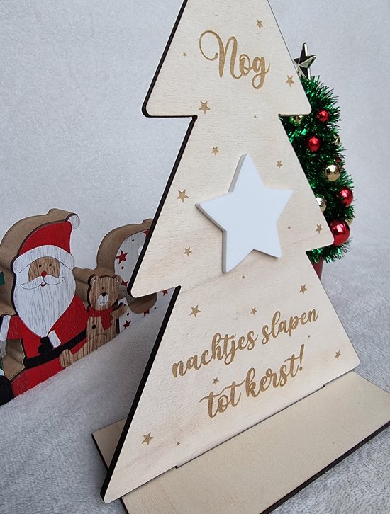 Nog .. nachtjes slapen tot kerst! hout Kerstmis December aftelkalender bol