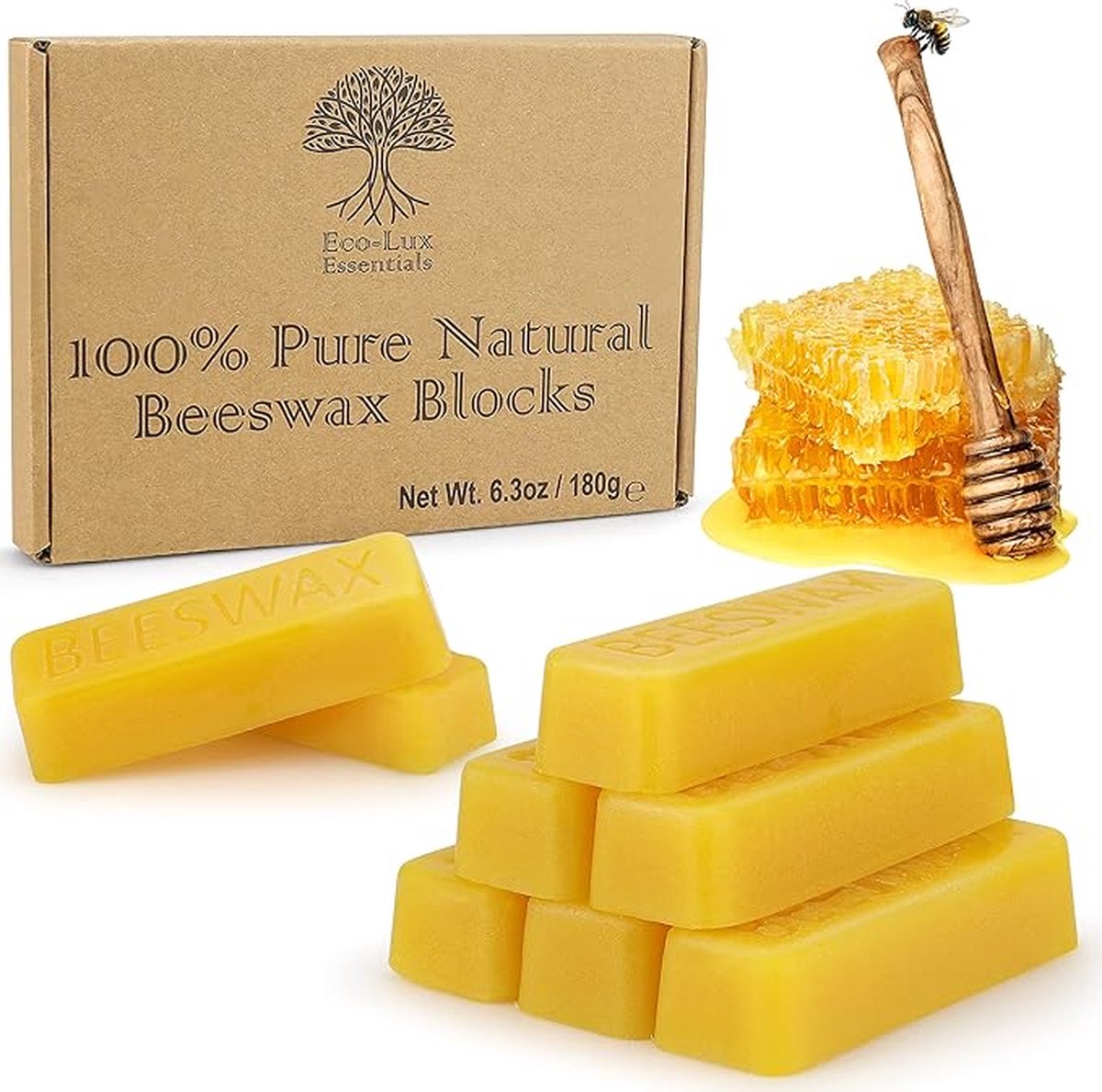 Natuurlijke Biologische Bijen wax 180g, Lux 8 Bijenwas Blokken 100% Pure