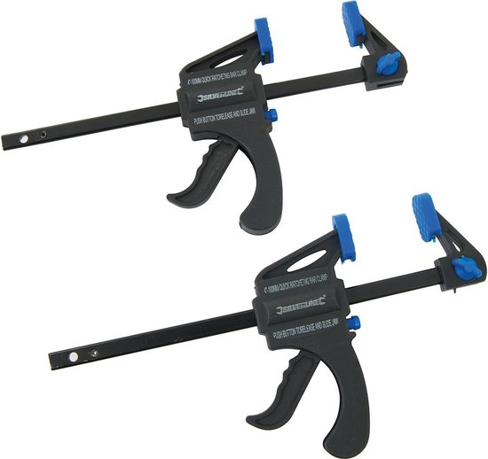 Silverline Snelspan lijmklem - 2x - hard kunststof - bereik 150 mm - lijmtang