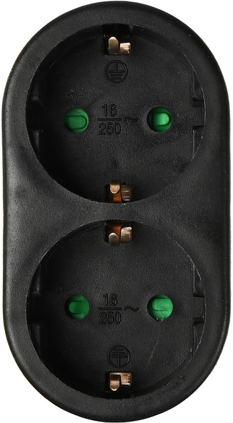 Benson Verdeelstekker 2-voudig - Schuko - Zwart - 16A - Randaarde - IP20