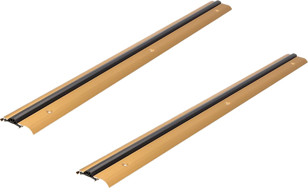 Fixman Tochtstrip - 2x - tochtwering - goud - aluminium - 91 x 8 cm - deur tochtstopper