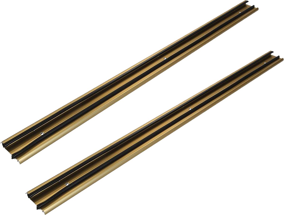 Fixman Tochtstrip - 2x - tochtwering - goud - aluminium - 91 x 6,2 cm - deur tochtstopper