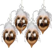 HAES DECO - Kerstbal Groot XL Set 4 - Formaat (4) Ø 10x20 cm - Kleur Goudkleurig - Materiaal Glas - Kerstversiering, Kerstdecoratie, Decoratie Hanger, Kerstboomversiering