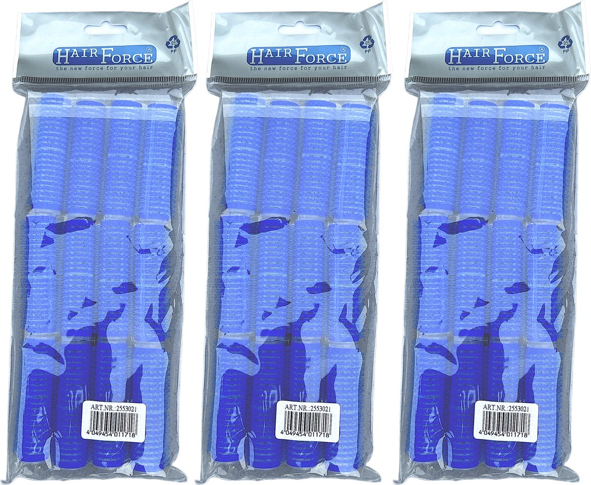 HairForce 15mm zelfklevende donkerblauwe rollers 3x12stuks