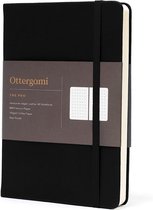 Ottergami Notitieboek A5 - Notebook Journal met Puntjes - Hoogwaardig Dik Papier 150g/m² - 144 pagina’s - Bullet Journal Zwart - Vegan Lederen Kaft Donker - Hardcover