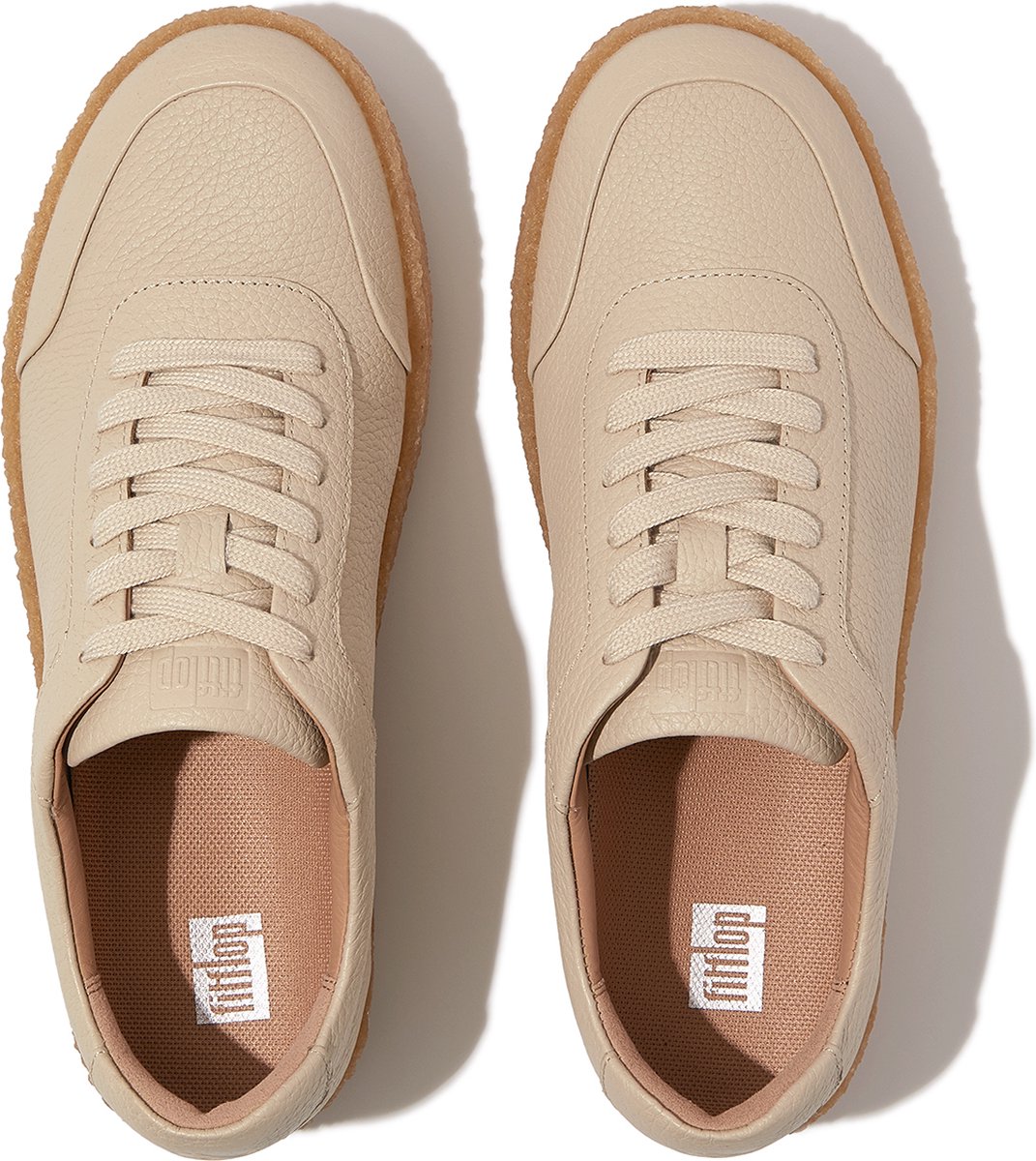 FitFlop Rally Tumbled-Leather Crepe Sneakers BEIGE